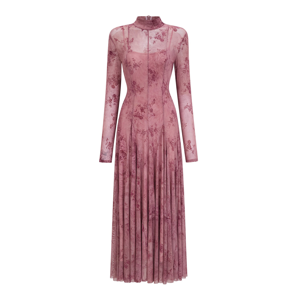 Ariadne Pink Flocked Tulle Maxi Dress