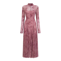 Ariadne Pink Flocked Tulle Maxi Dress