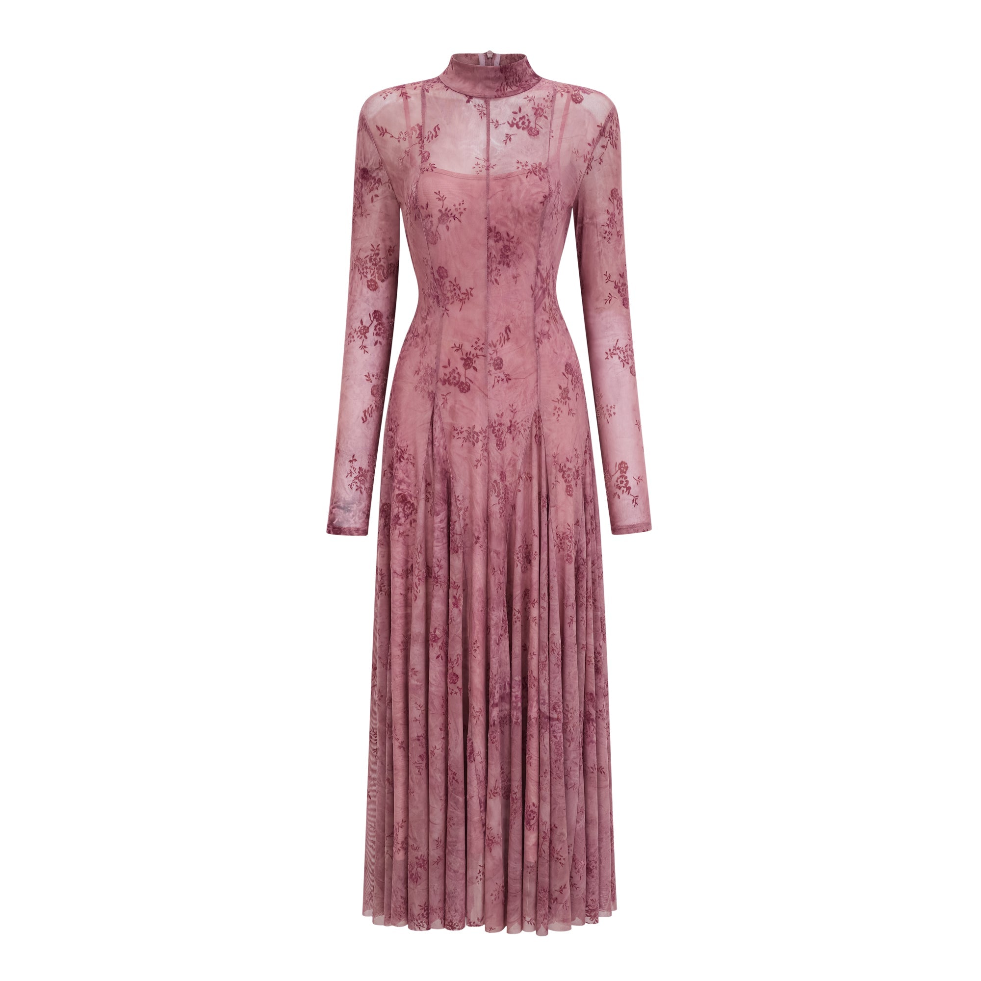 Ariadne Pink Flocked Tulle Maxi Dress