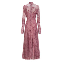 Ariadne Pink Flocked Tulle Maxi Dress