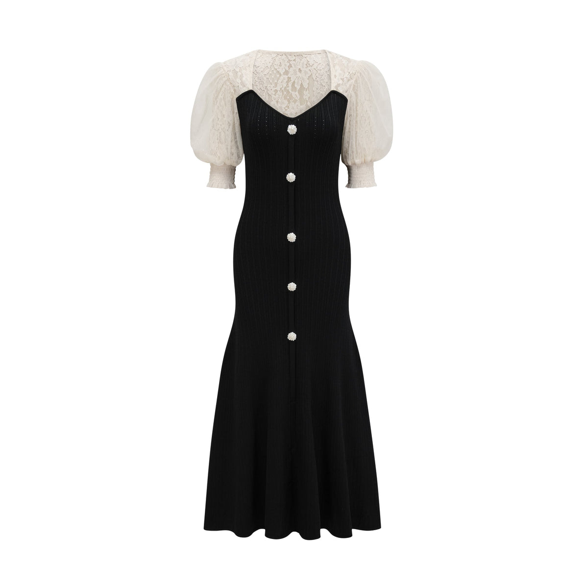 Noa lace-trimmed knit midi dress