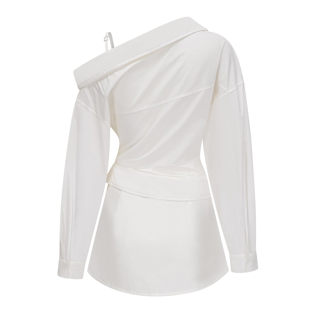 Tímea White Asymmetrical Mini Shirt Dress