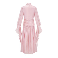 Sarolta Pink Glossy Ruched Maxi Dress