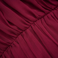 Éléna Burgundy Asymmetrical Ruffled Tulle Mini Dress