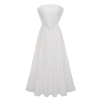 Carlotta White Shell Pleated Maxi Dress