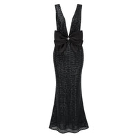 Raelynn Black Deep V-Neck Bodycon Maxi Dress