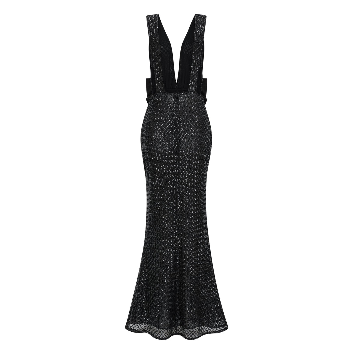 Raelynn Black Deep V-Neck Bodycon Maxi Dress