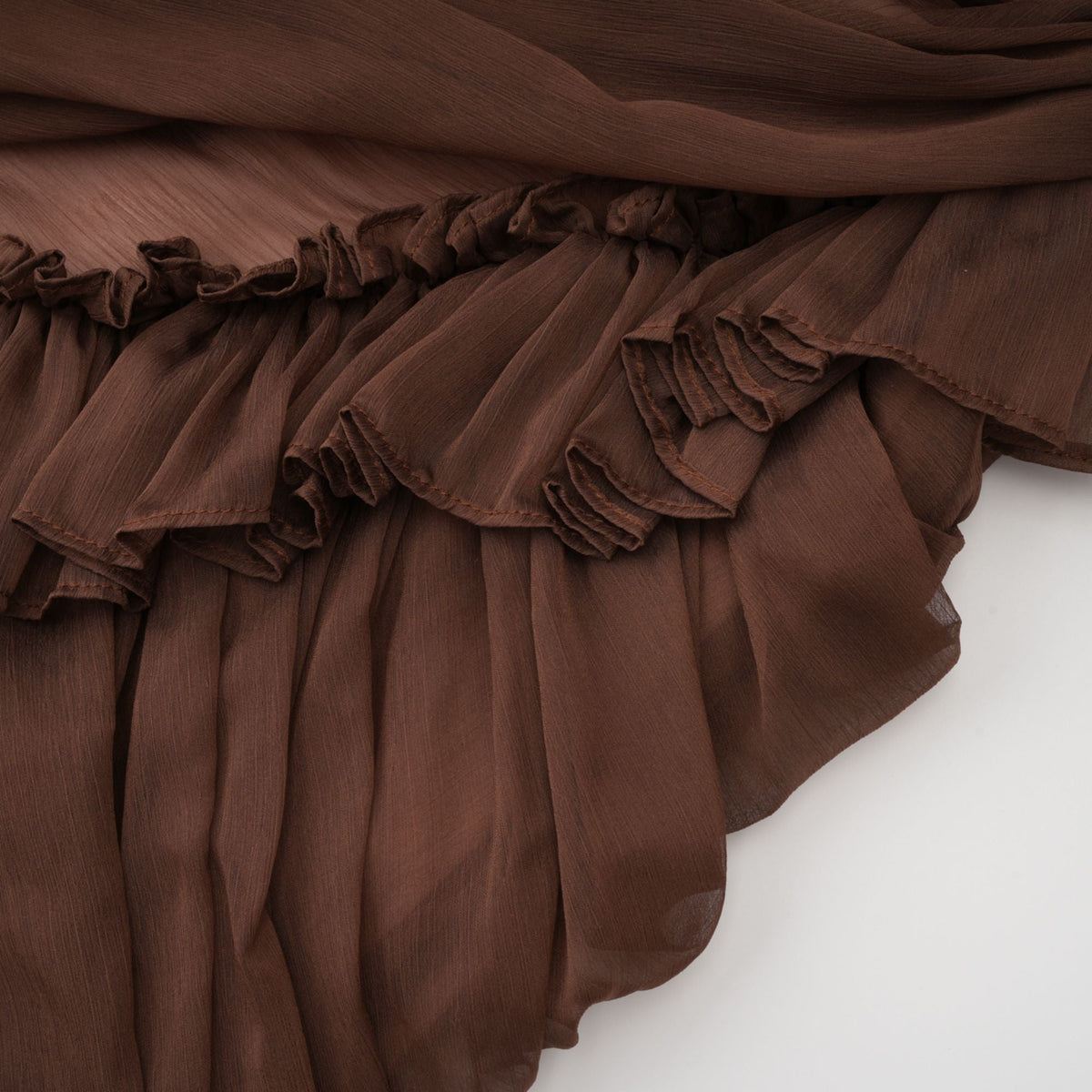 Jade Brown Ruched Tulle Mini Dress
