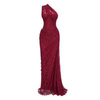 Stefania Ruby Red Floral Lace Maxi Gown
