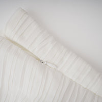 Doux White Ruffled Trim Pleated Midi Dress
