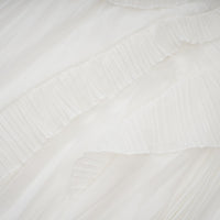 Doux White Ruffled Trim Pleated Midi Dress