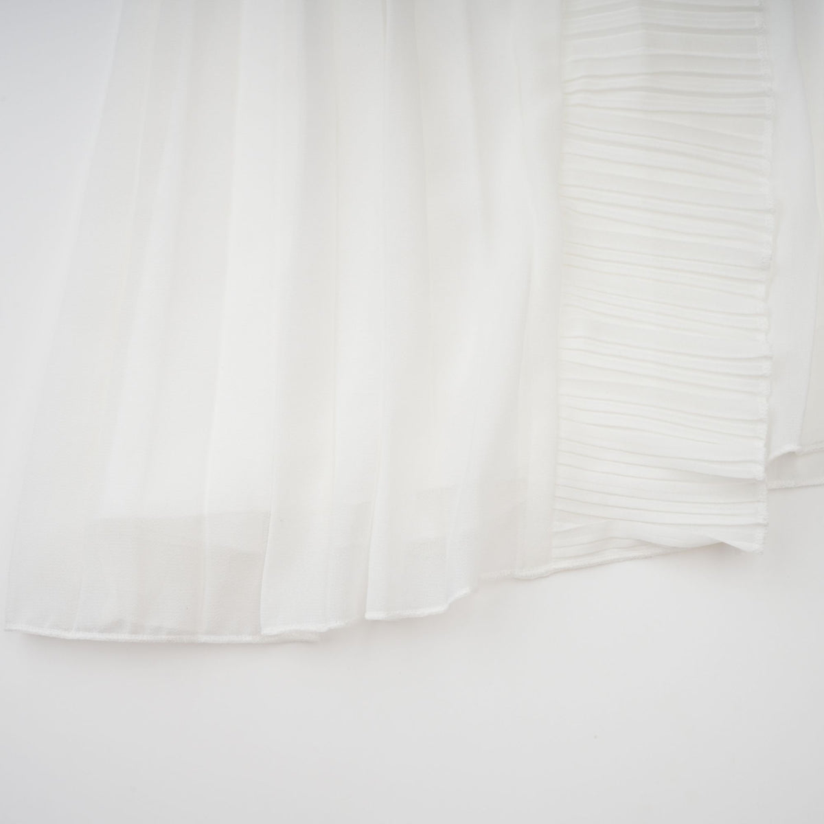 Doux White Ruffled Trim Pleated Midi Dress