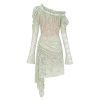 Alexis Sage Green Semi-Sheer Floral Lace Mini Dress