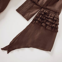 Annabelle Brown Cutout Ruffled Mini Dress