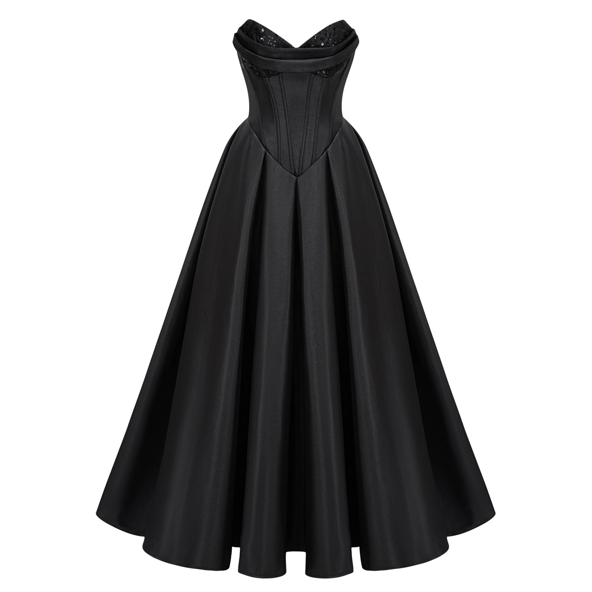 Ivana Black Corset Bodice Maxi Gown