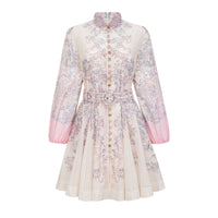 Fabienne Neutral Floral Print Mini Dress