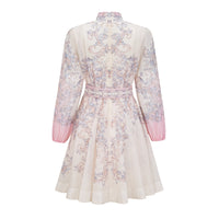 Fabienne Neutral Floral Print Mini Dress