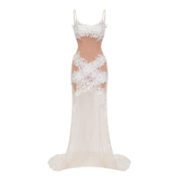 Mieke White Semi-Sheer Lace Maxi Dress