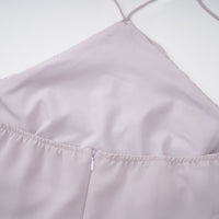 Doux Purple Ruffled Trim Pleated Mini Dress