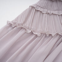 Doux Purple Ruffled Trim Pleated Mini Dress