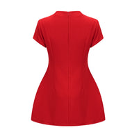 Esther red cap-sleeve mini dress