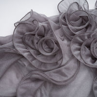 Hannabella Grey Asymmetrical Ruffled Floral Mini Dress