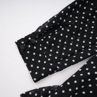 Coraline black polka-dot ruffled midi dress
