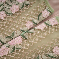 Eleni Green Tulle Panel Floral Midi Dress