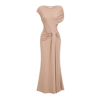 Rosalie gold asymmetrical pleated maxi dress