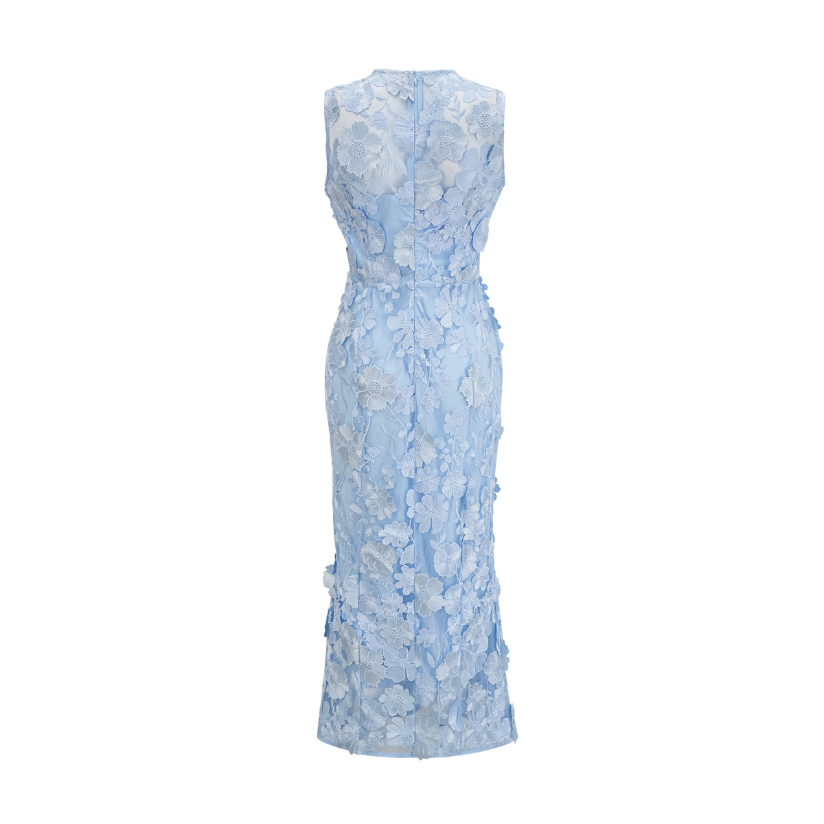 Herta blue floral-appliqué midi dress