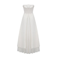Vanessa white pleated off-shoulder maxi dress