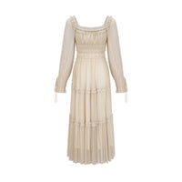 Camille pleated shirred metallic midi dress