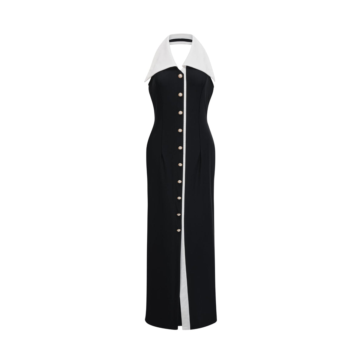 Alessandra color-blocked fitted maxi dress
