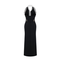 Alessandra color-blocked fitted maxi dress