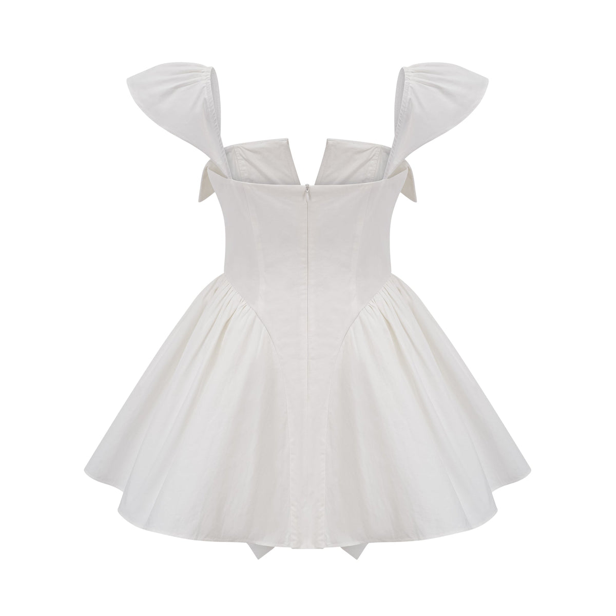 Julie white folded-neck bonded sleeveless mini dress