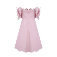 Juliette pink off-shoulder 3D-petal midi dress