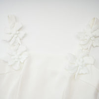 Ariane white faux-flower square-neck midi dress