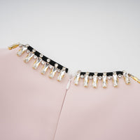 Anaïs pink crystal color-blocked midi dress