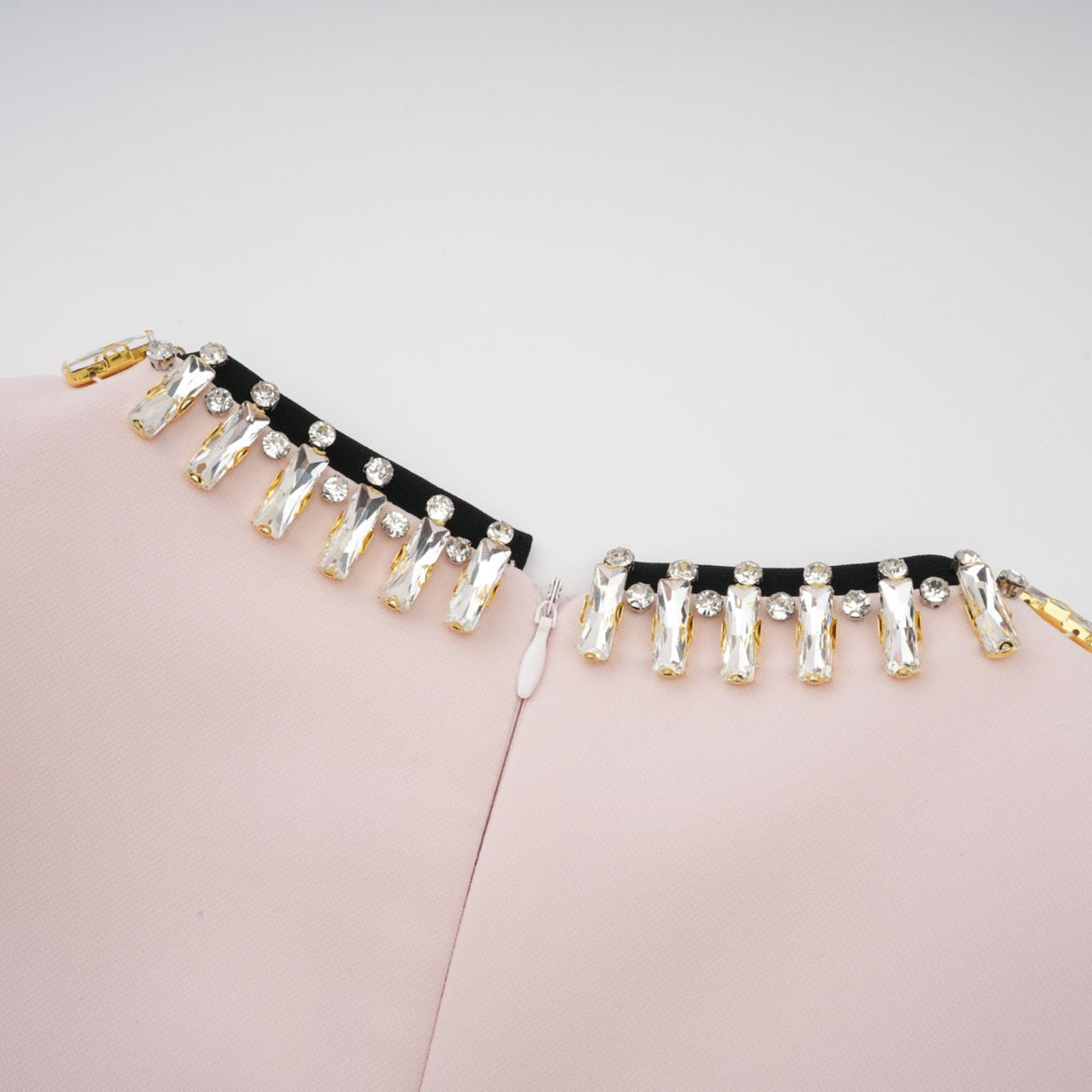Anaïs pink crystal color-blocked midi dress