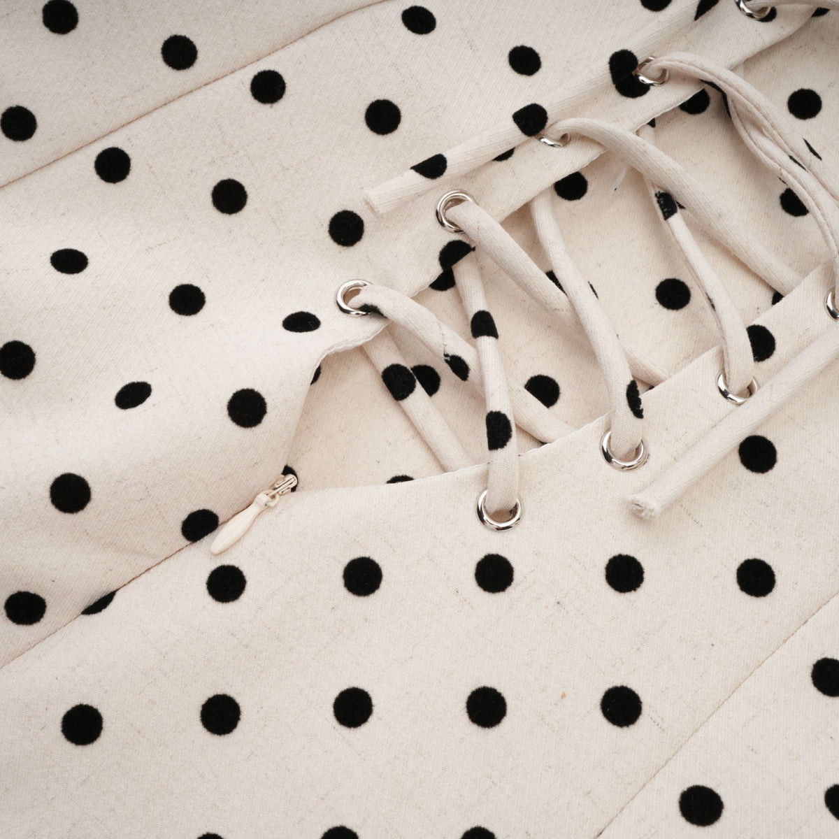 Geneviève neutrals polka-dot puff mini dress