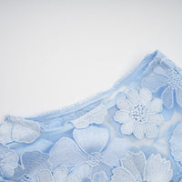 Herta blue floral-appliqué midi dress