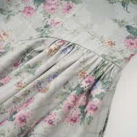Prunelle sage-green floral-print shirred midi dress