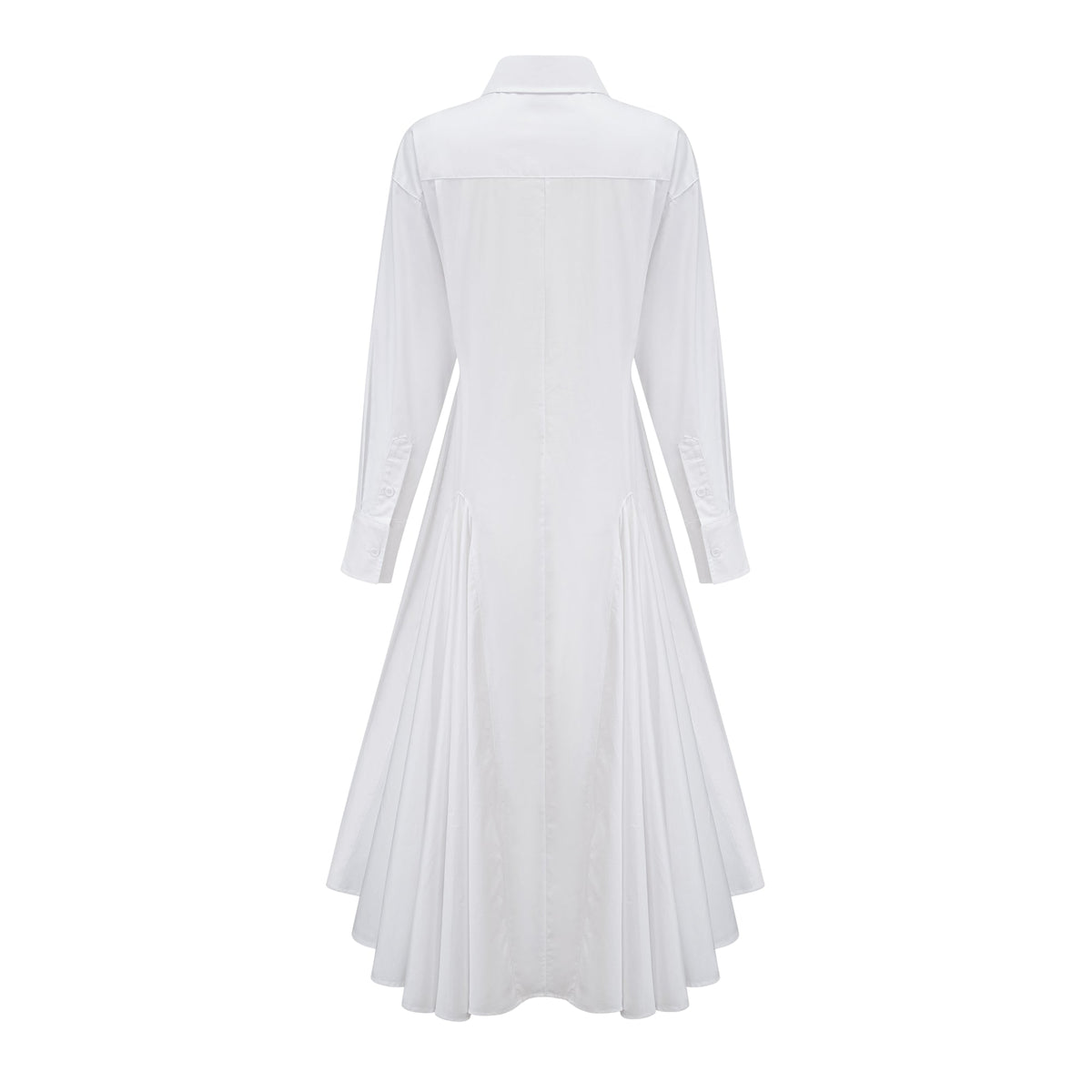 Dulcie white front-slit shirred shirt dress