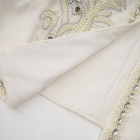 Blanche White Embellished Pleated Two-Piece Jacket and Dress Set