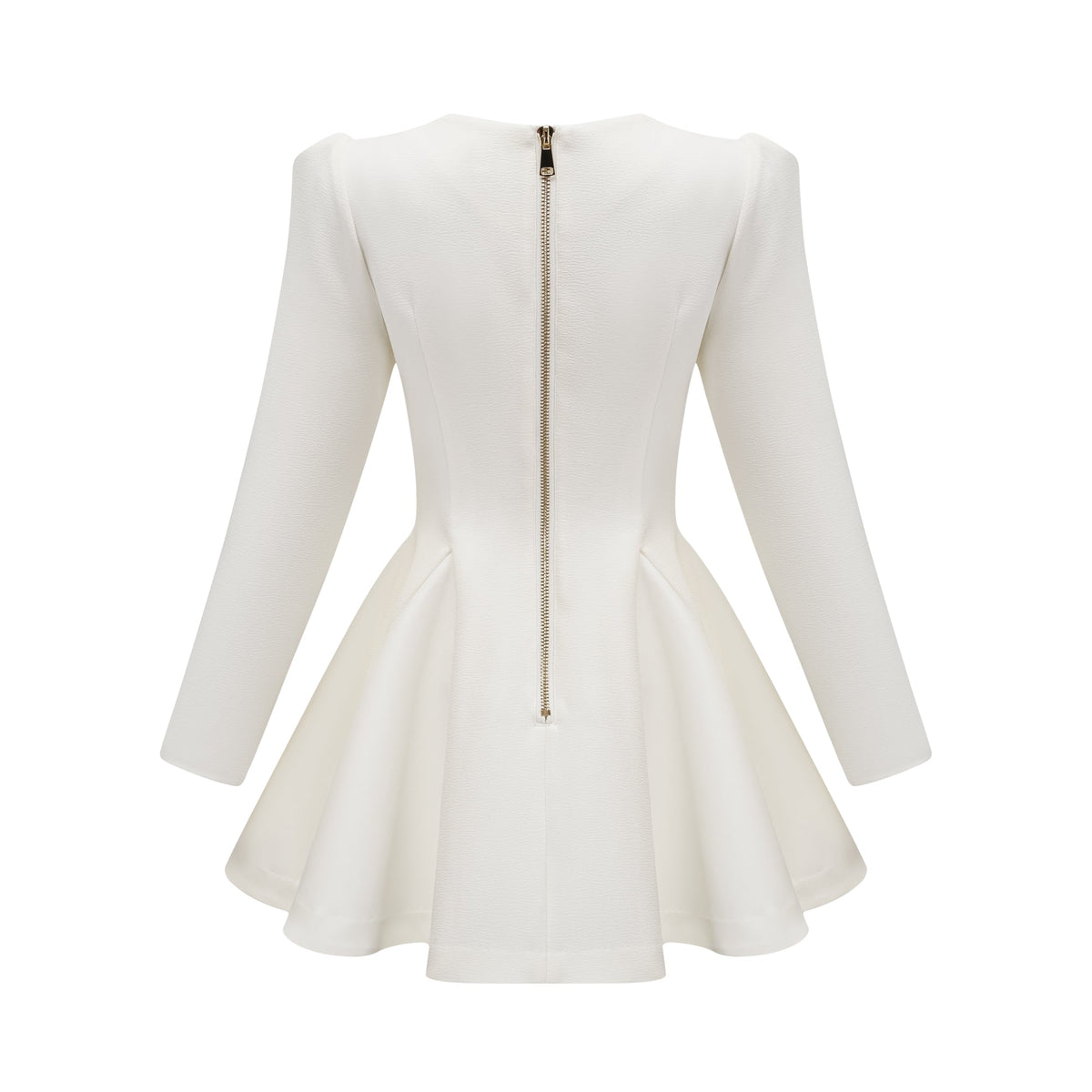 Élise pleated peplum-hem blazer dress in White