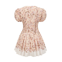Alizée yellow floral-print pleated mini dress