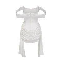 Gitta white ribbon-design ruched mini dress