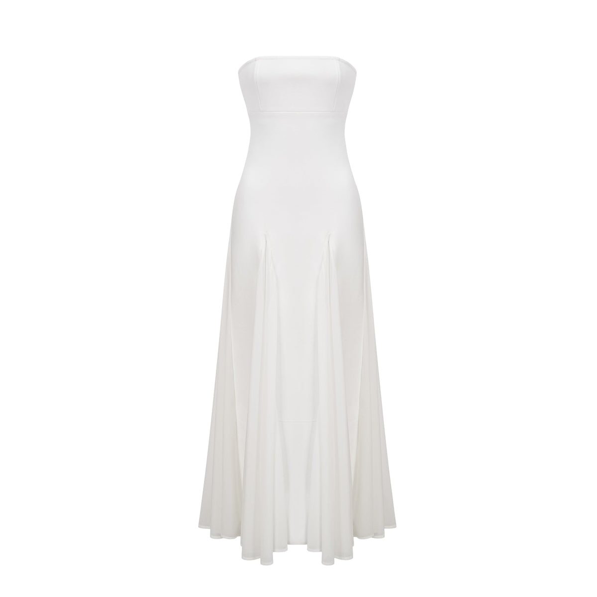 Nathalie white tulle-panelling maxi dress
