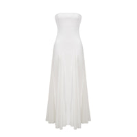 Nathalie white tulle-panelling maxi dress