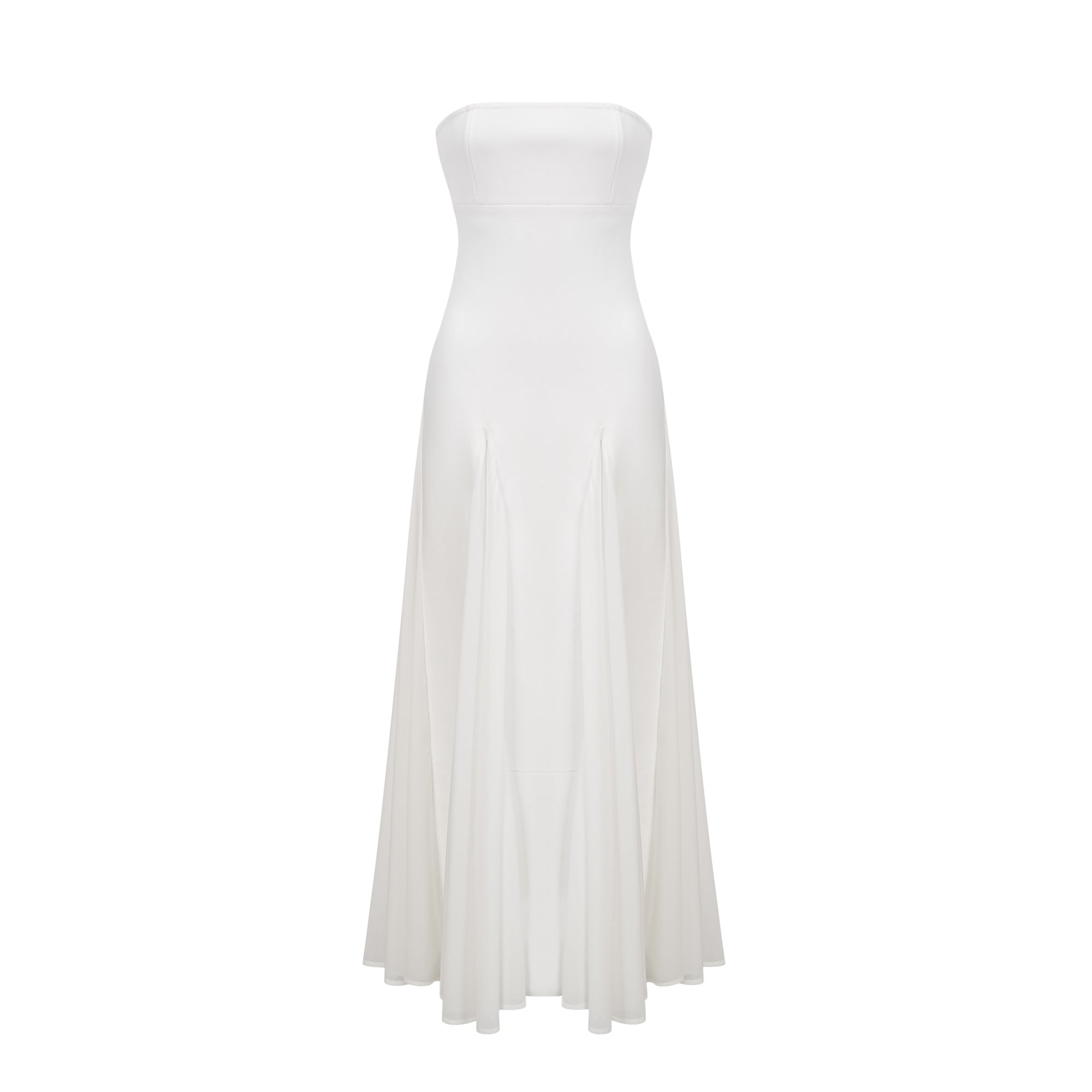 Nathalie white tulle-panelling maxi dress